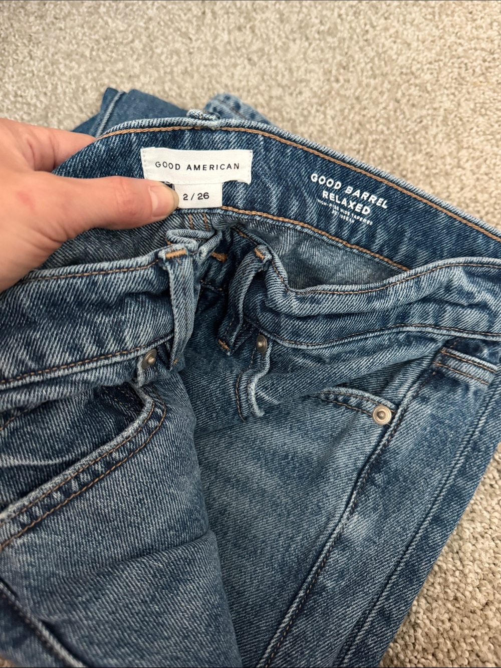 Good American Blue Relaxed Bootcut Jeans